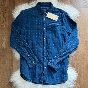 SCOTCH AND SODA DENIM WEAVE LS BUTTON UP SHIRT sz L BRAN NEW WITH TAGS
